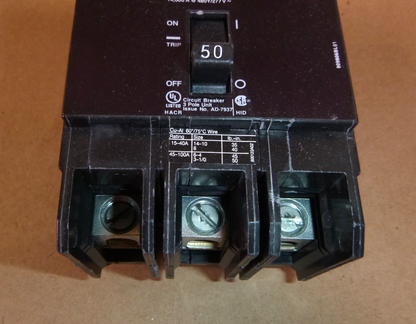 Siemens BQD350 50A 3-Pole Circuit Breaker 480/277V AC Bolt-On