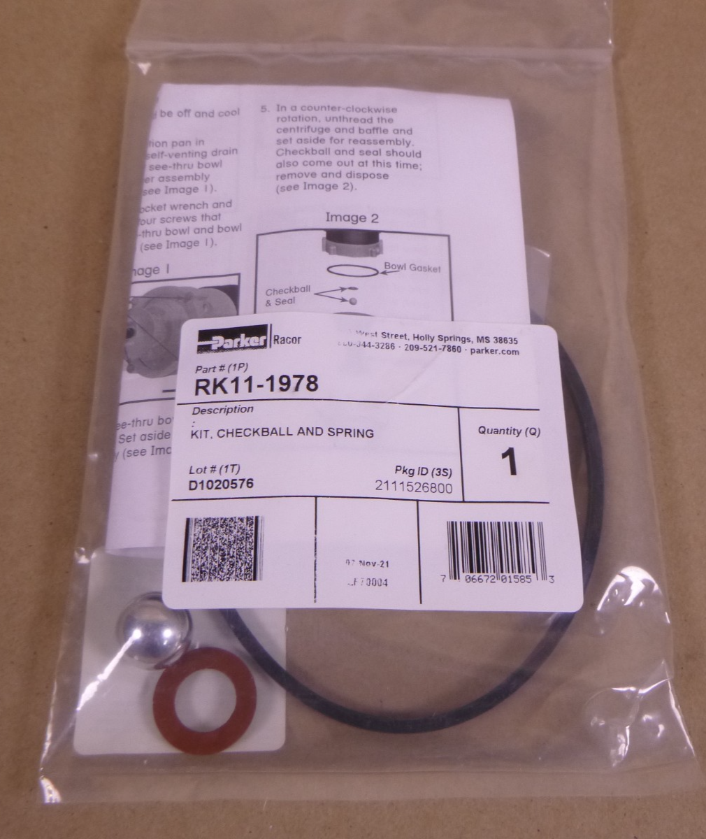 Parker Racor RK11-1978 Checkball And Spring Kit For 900/1000 Turbine Filter | Industrial MRO Replacement Parts, Manufacturing Machine Parts &amp; Components, Heavy Equipment Parts Supplier