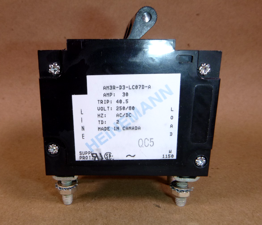 AM3R-D3-LC07D-A-30-3 EATON HEINEMANN Circuit Breaker 30 Amp 3 Pole 250Vac 80Vdc
