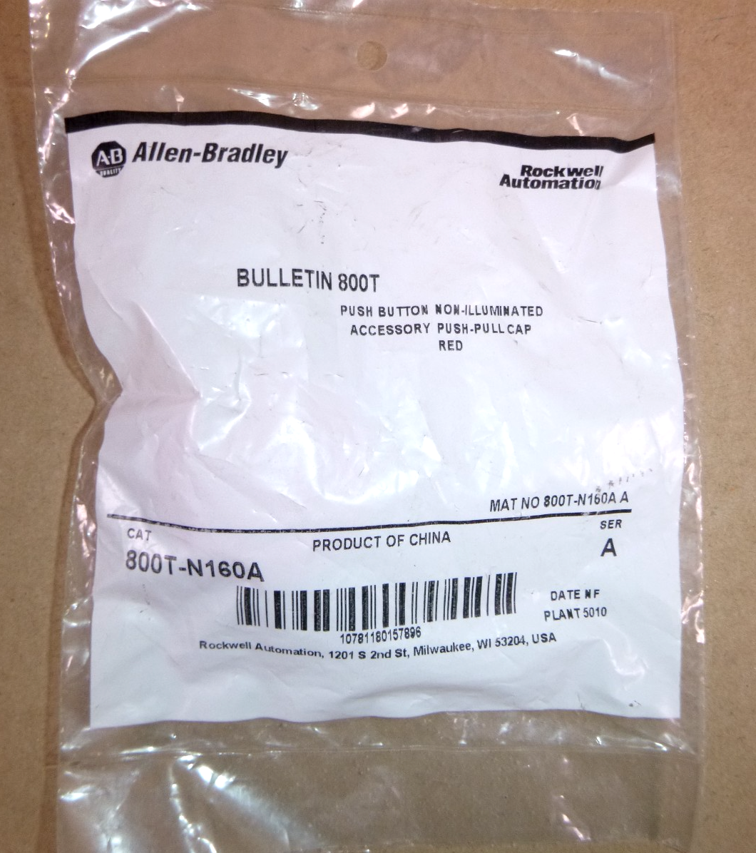Allen Bradley 800T-N160A PushBotton Non-Illuminated Red Cap Ser.A | Electrical MRO Replacement Parts &amp; Components and Commercial Electrical Supplies Company