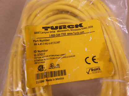 Turck RK 4.4T-7-RS 4.4T/S1587 M12 M/F Straight 4-Pin Cable 7M , U-37027 | Electrical MRO Replacement Parts &amp; Components and Commercial Electrical Supplies Company