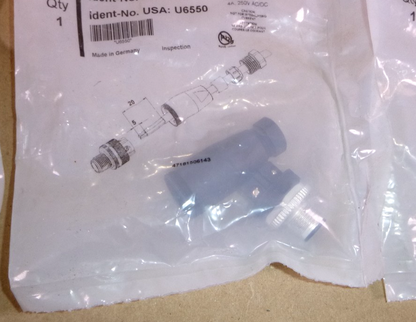 BS 8141-0 TURCK Sensor Connector, M12 Plug, 4 Pin Straight (Lot of 3)