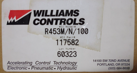 OEM Williams Controls R453M/N/100 WM453M/N/100 Series Treadle Valve Repair Kit