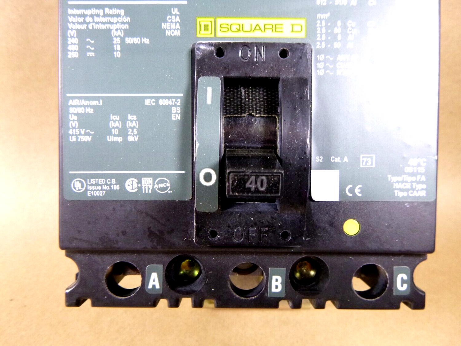 New Square D FA34040, I-Line Plug-In Molded Case Circuit Breaker 40A 3P 480V | Electrical MRO Replacement Parts &amp; Components and Commercial Electrical Supplies Company