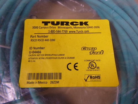 Turck RSCD RSCD 440-10M Industrial Ethernet Cable 4-Pin 10M EuroFast U-04466 | Electrical MRO Replacement Parts & Components and Commercial Electrical Supplies Company