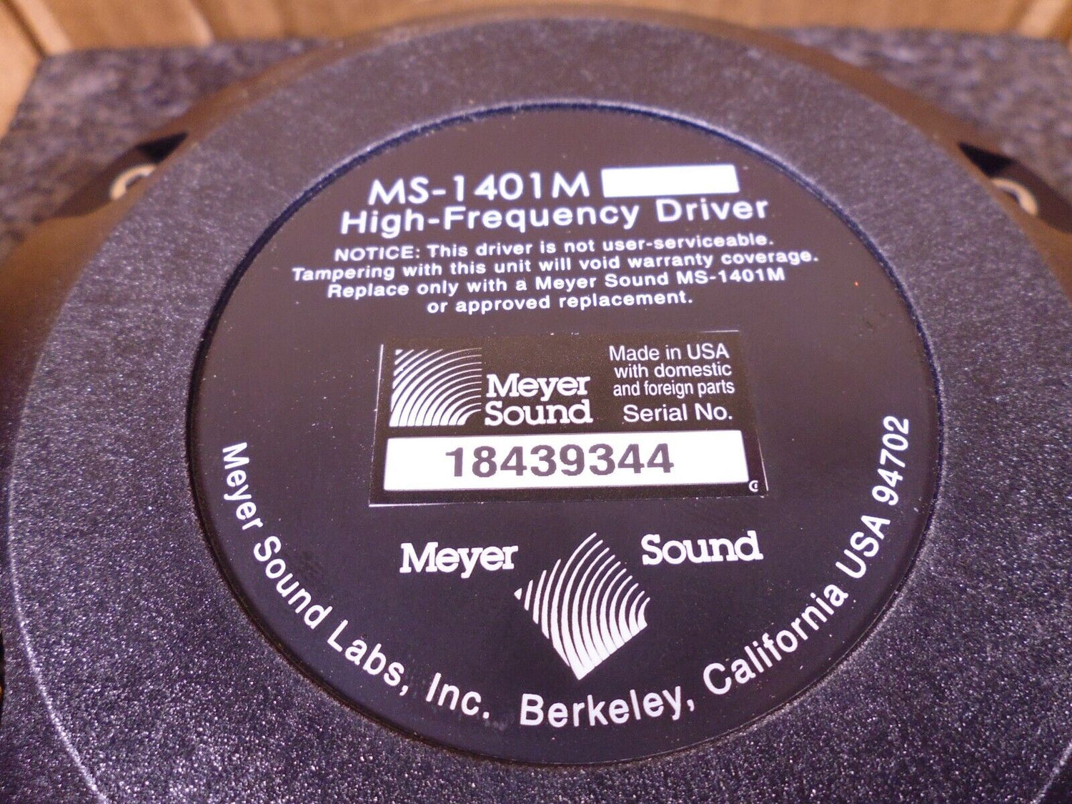Meyer Sound MS-1401M 3-inch Diaphragm High-Frequency Exit Driver , 40.076.037.01 | Electrical MRO Replacement Parts &amp; Components and Commercial Electrical Supplies Company