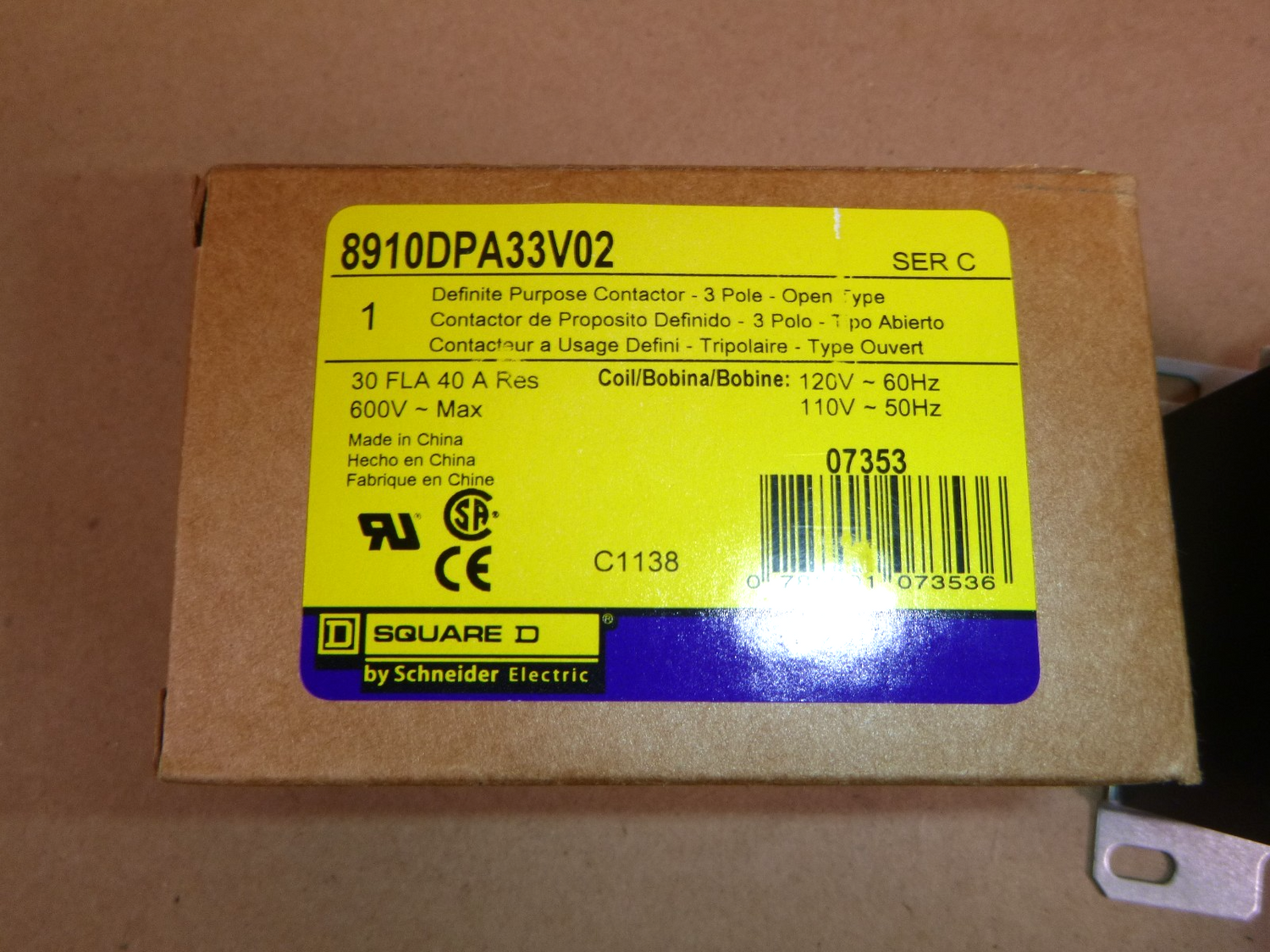 8910DPA33V02 Square D Schneider Electric Define Purpose Contactor 30A 120V Coil | Electrical MRO Replacement Parts &amp; Components and Commercial Electrical Supplies Company