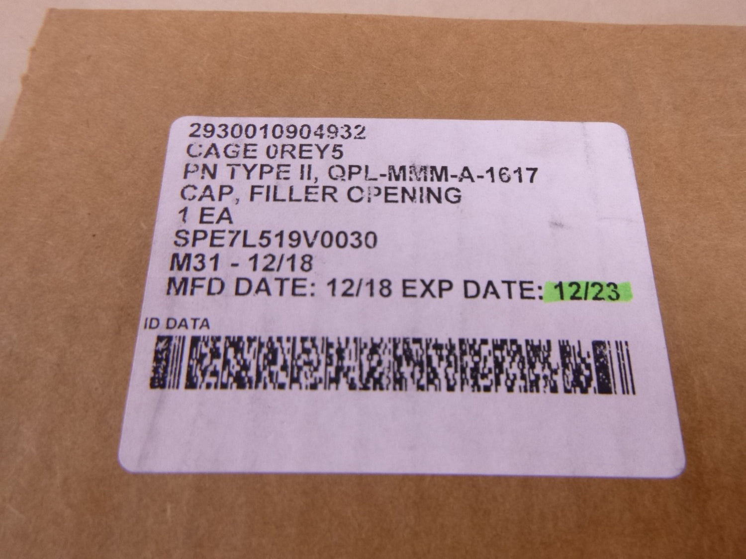 10882098 2.5" UNS Thread Dia. Brass Military Filler Cap , 2930-01-090-4932