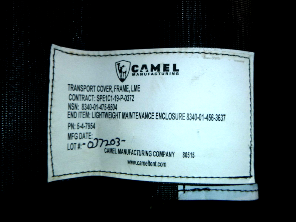 Lightweight Maintenance Enclosure LME Frame Transport Cover 8340-01-475-9504 | Industrial MRO Replacement Parts, Manufacturing Machine Parts & Components, Heavy Equipment Parts Supplier