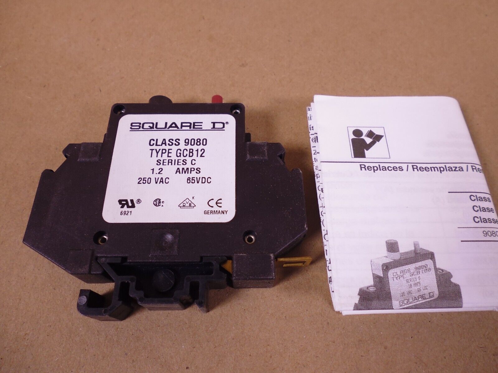SQUARE D 9080GCB12 Ser. C CIRCUIT PROTECTOR 1.2A 250VAC 65VDC NEW | Electrical MRO Replacement Parts &amp; Components and Commercial Electrical Supplies Company