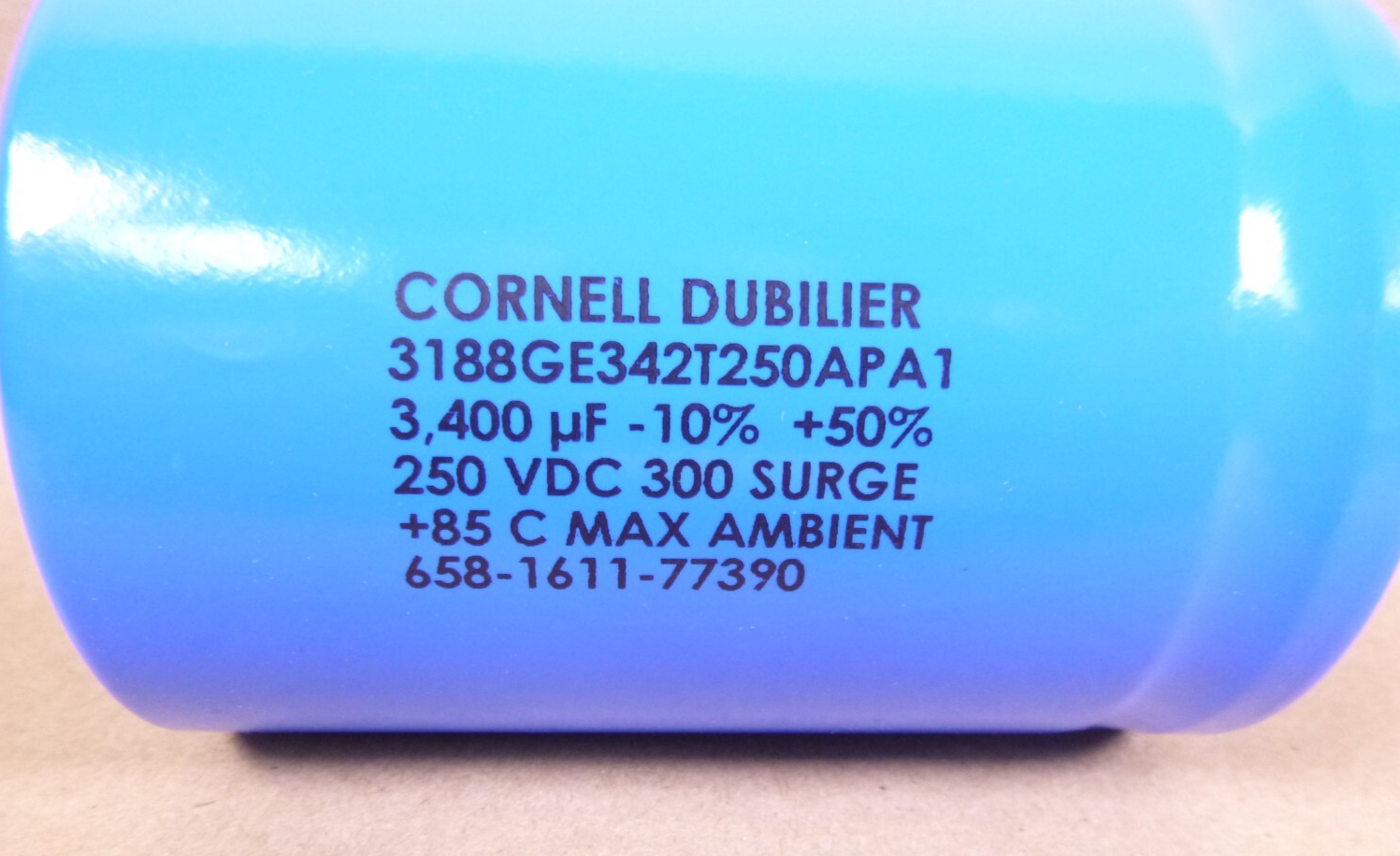 Cornell Dubilier Aluminum Electrolytic Capacitor 3,400 uF 250 VDC -10% + 50% tol | Electrical MRO Replacement Parts &amp; Components and Commercial Electrical Supplies Company