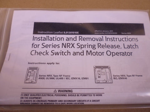 Eaton IZMX-M16-48DC LV Air Circuit Breaker NRX Motor Operator 48VDC NF Frame Kit