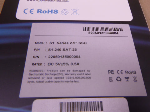 S1 Series 2.5" SSD Solid State Drive 240GB SATA , S1-240-SAT-25 , Approved Micro | Electrical MRO Replacement Parts & Components and Commercial Electrical Supplies Company