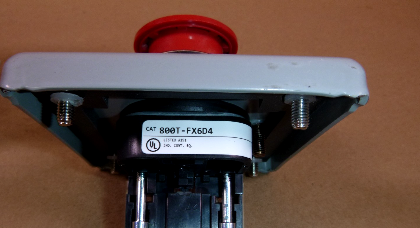 USED Allen-Bradley 800T-FX6D4 Push-Pull Red Pushbutton W/ Hoffman Enclosure E1PB | Electrical MRO Replacement Parts &amp; Components and Commercial Electrical Supplies Company