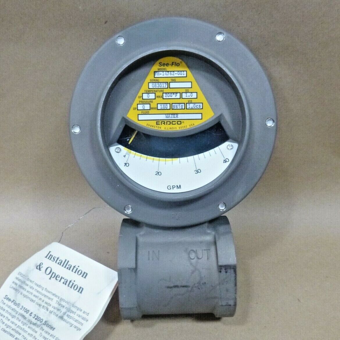 Erdco USA 1-1/2" Npt Stainless Steel Industrial Grade Liquid Flow Meter 5-40 Gpm | Industrial MRO Replacement Parts, Manufacturing Machine Parts &amp; Components, Heavy Equipment Parts Supplier