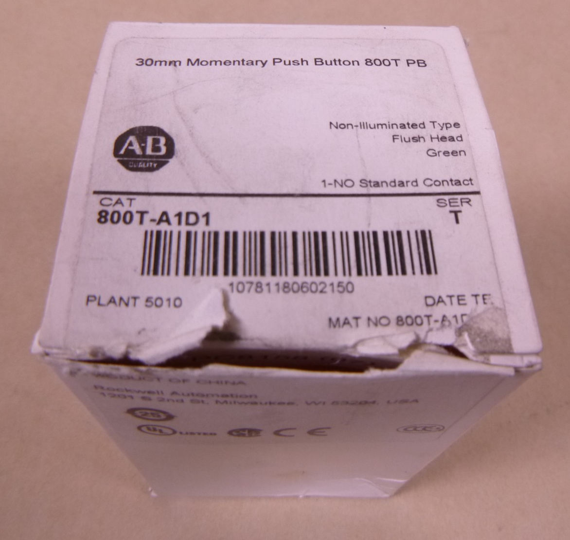Allen-Bradley 800T-A1D1 30mm Momentary Push Button 800T 1NO Green , SER T | Electrical MRO Replacement Parts &amp; Components and Commercial Electrical Supplies Company
