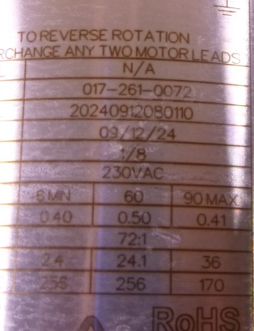 Bison Ametek 017-261-0072 Stainless Steel AC Gearmotor 72:1 1/8HP 3PH SaniMotor | Industrial Electric Motors, Pumps & Parts