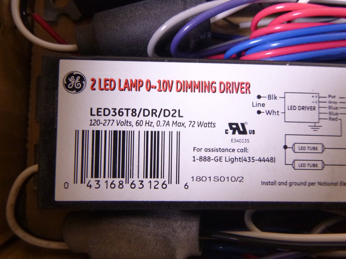 6x GE 63126, LED36T8/DR/D2L, LED Dimming Driver 8&