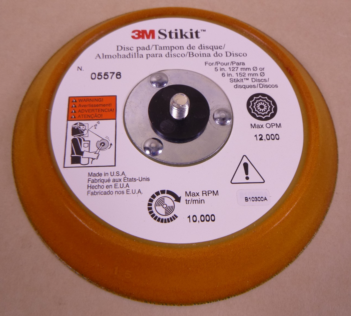 3M 5576 Stikit Disc Pad, 05576 , 6" Diameter, 5/16" Shaft Diameter, for 6" Disc