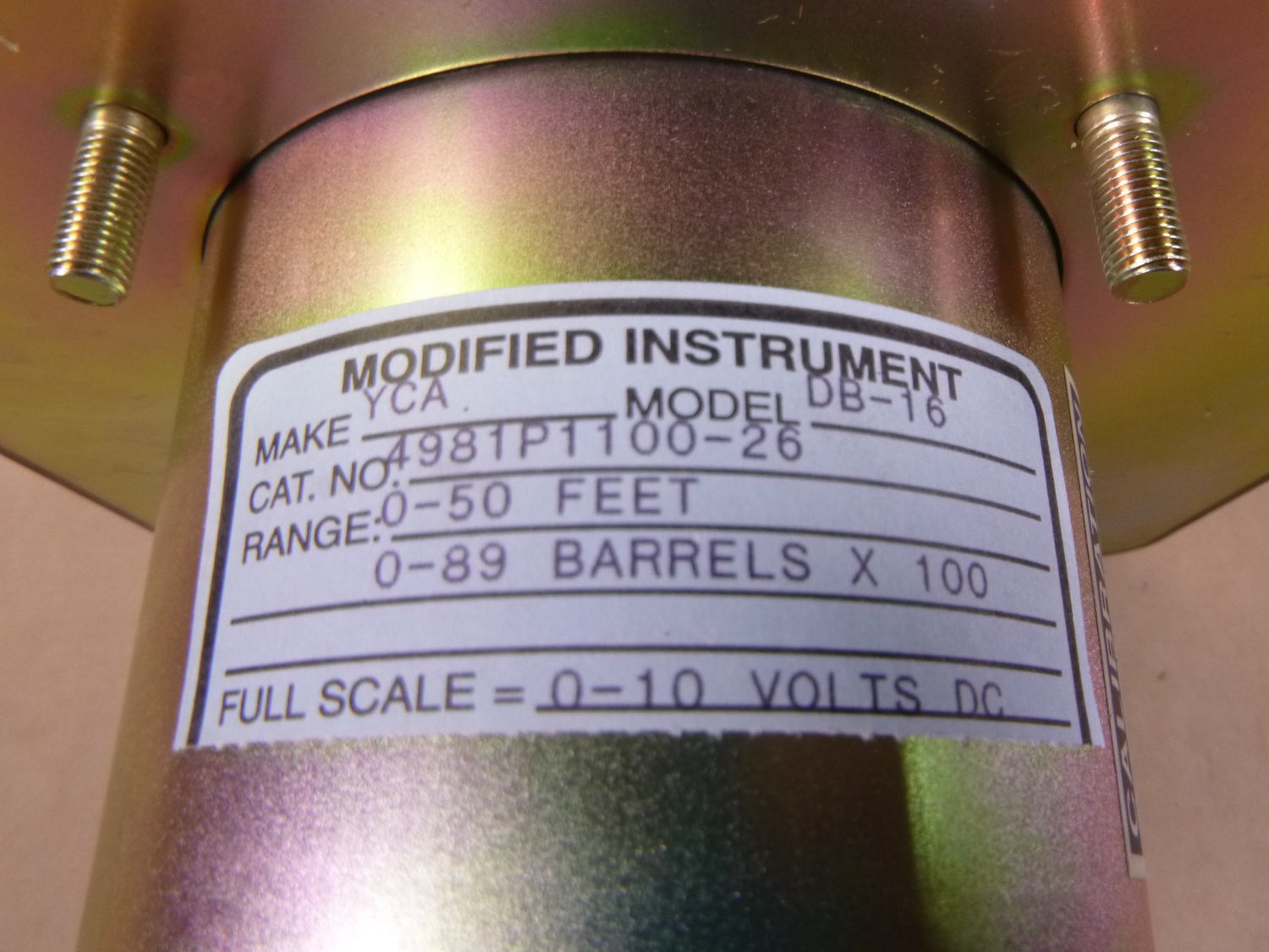 4981P1100-26 YCA DB-16 Scale Meter 0-50 Feet, 0-89 Barels x 100 6625-01-302-0757