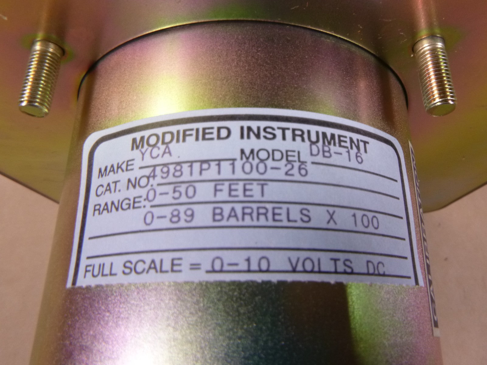 4981P1100-26 YCA DB-16 Scale Meter 0-50 Feet, 0-89 Barels x 100 6625-01-302-0757