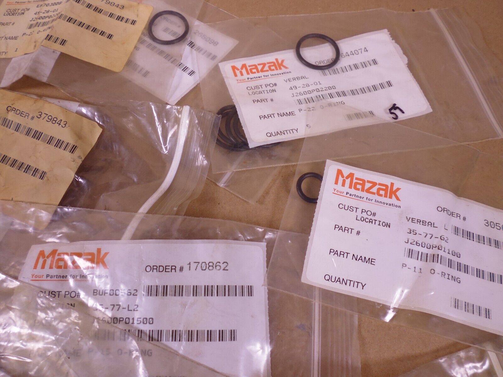 HUGE LOT! OEM MAZAK J2600P J2600S J2600H J2600G O-RING SET P-20 P-21 P-22 | Industrial MRO Replacement Parts, Manufacturing Machine Parts &amp; Components, Heavy Equipment Parts Supplier