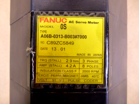 A06B-0313-B003#7000 New Surplus Fanuc Servo Motor - USA Stock A06B0313B003 | Industrial Electric Motors, Pumps & Parts