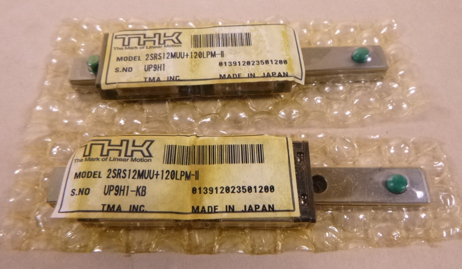 (2) THK SRS12M x 120mm Linear Rail , (4) SRS12M Guide , 2SRS12MUU+120LPM-II