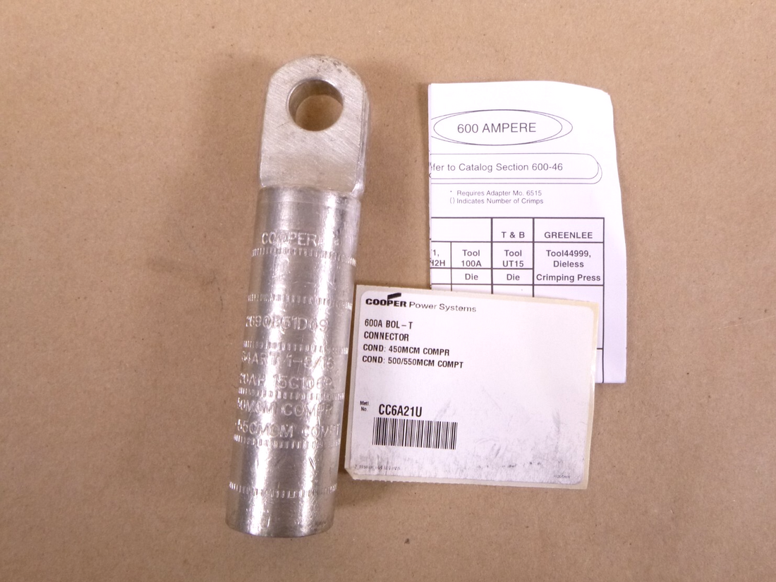 Cooper Power Systems CC6A21U Aluminum Loadbreak Elbow Crimp Connector | Electrical MRO Replacement Parts &amp; Components and Commercial Electrical Supplies Company