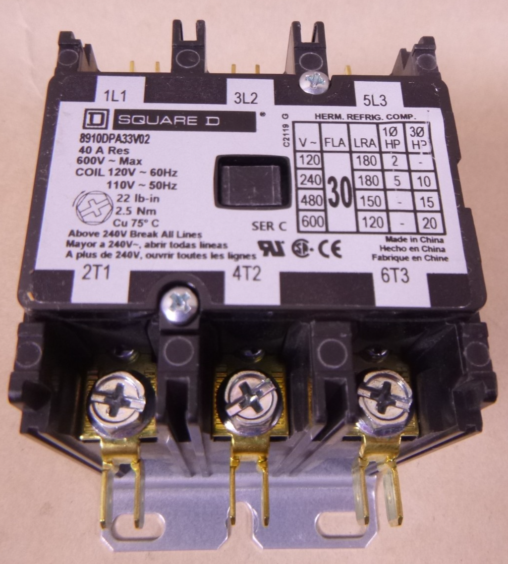 8910DPA33V02 Square D Schneider Electric Define Purpose Contactor 30A 120V Coil | Electrical MRO Replacement Parts &amp; Components and Commercial Electrical Supplies Company