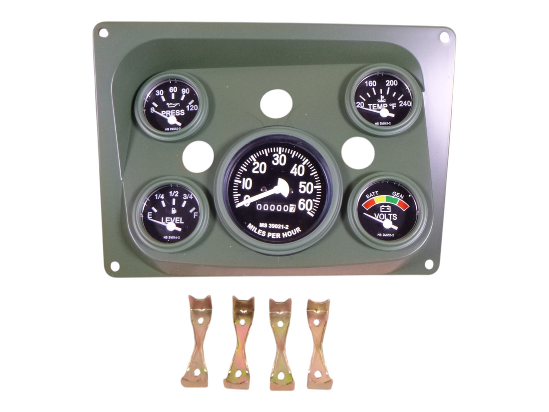M998 Humvee Instrument Panel With 5 Gauge Set Green 12338466, 2540-01-185-6117