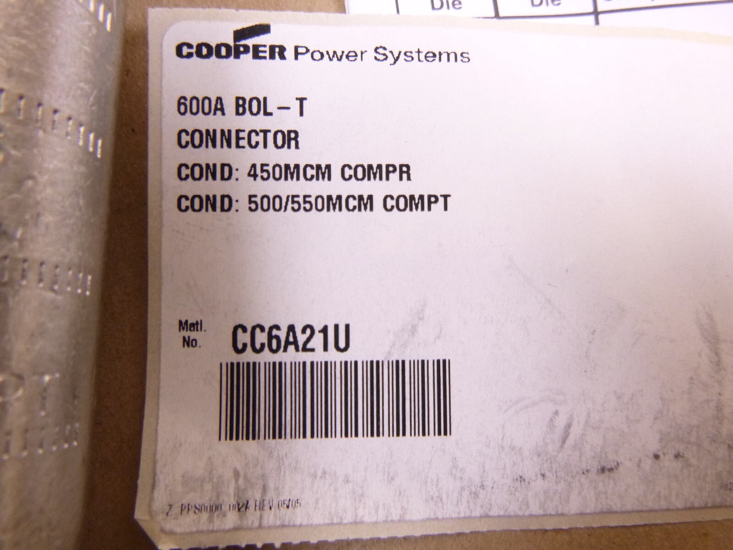 Cooper Power Systems CC6A21U Aluminum Loadbreak Elbow Crimp Connector | Electrical MRO Replacement Parts &amp; Components and Commercial Electrical Supplies Company