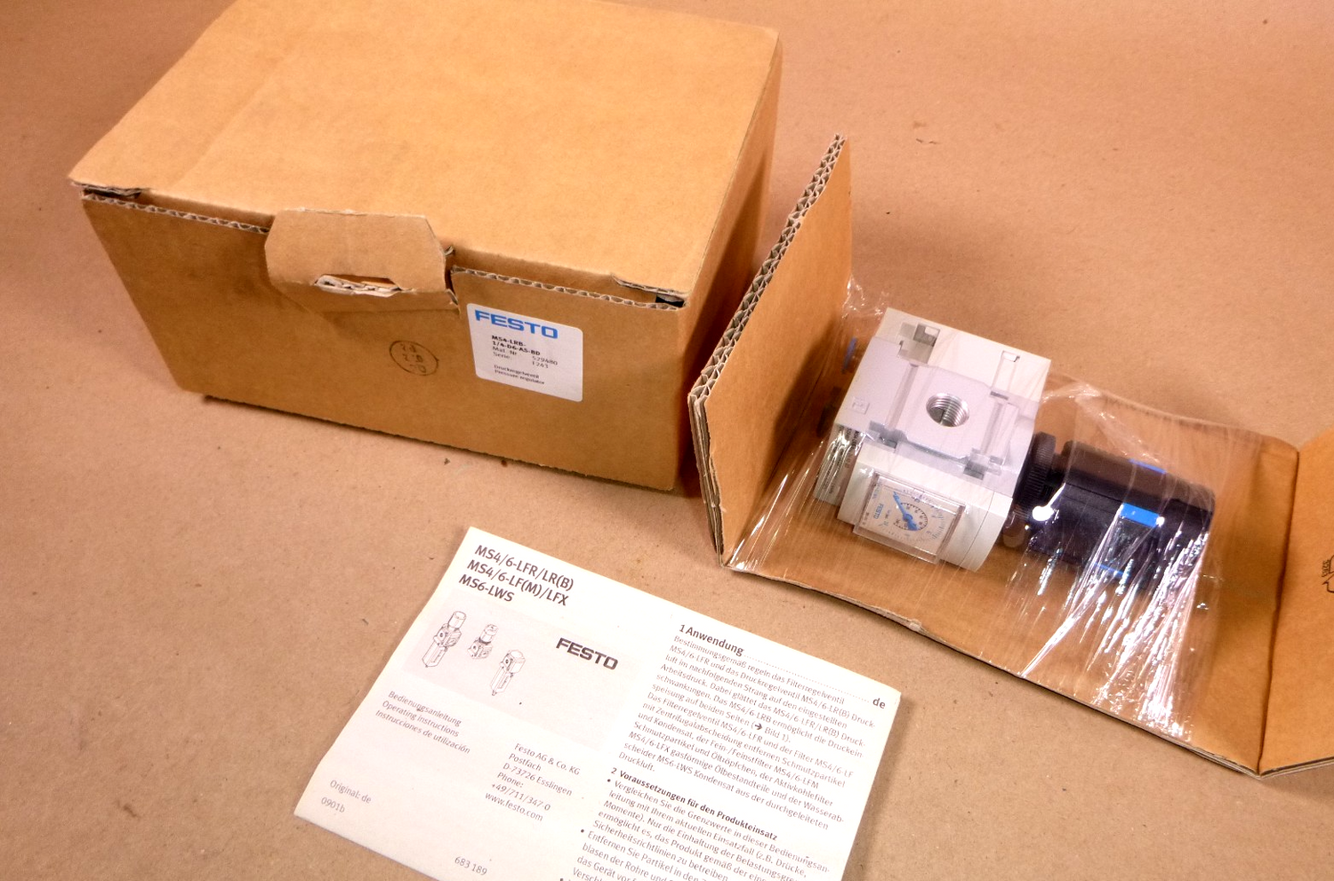 Festo MS4-LRB-1/4-D6-AS Pressure Regulator, 0.3 to 7 bar, G 1/4 Ports, W/ Gauge | Industrial MRO Replacement Parts, Manufacturing Machine Parts &amp; Components, Heavy Equipment Parts Supplier