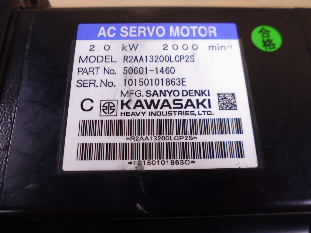 Kawasaki R2AA13200LCP2S ID 50601-1460 AC Servo Motor (No Encoder) *UNTESTED* | Industrial Electric Motors, Pumps & Parts