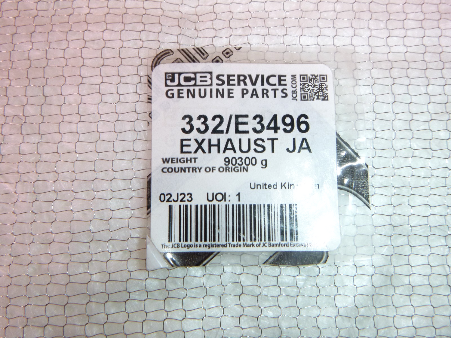 New JCB Exhaust Jacket / Heat Shield 332/E3496
