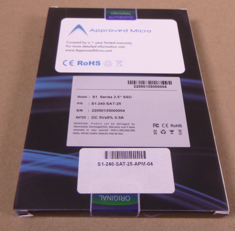 S1 Series 2.5" SSD Solid State Drive 240GB SATA , S1-240-SAT-25 , Approved Micro | Electrical MRO Replacement Parts & Components and Commercial Electrical Supplies Company