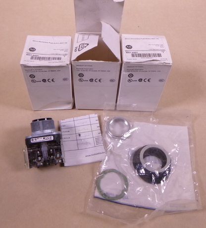 (Lot Of 3) ALLEN BRADLEY 800T-A2D1 Momentary Push Button Black 800T 30mm , Ser T | Electrical MRO Replacement Parts &amp; Components and Commercial Electrical Supplies Company