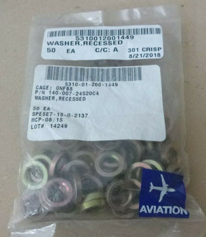 (50pcs.) BELL HELICOPTER 140-007-24S20C4 RECESSED WASHER OH-58D 5310-01-200-1449