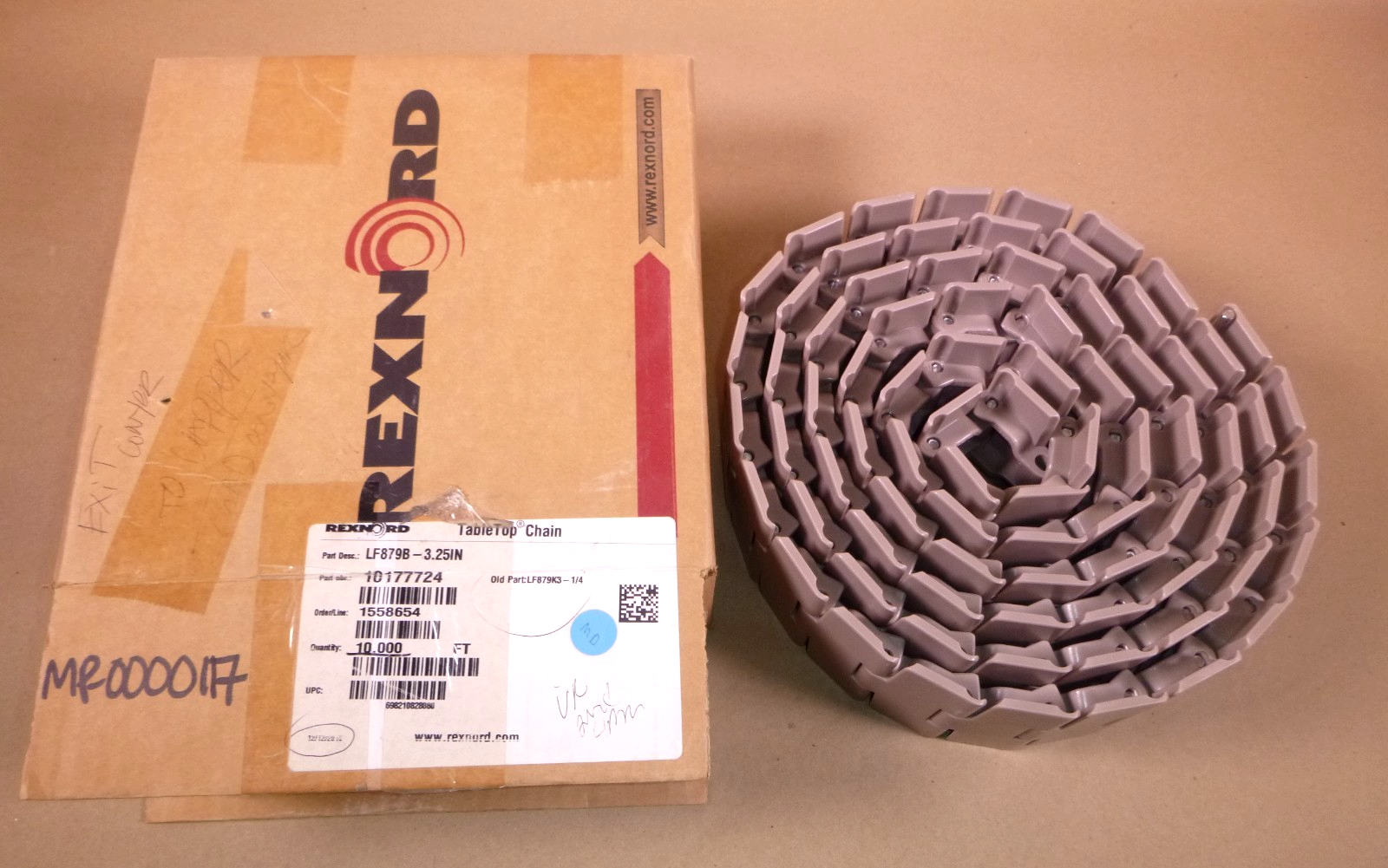 10 Ft. Rexnord 879B Side-flexing Solid Table Top Chain LF879K3-1/4, 10177724 | Industrial MRO Replacement Parts, Manufacturing Machine Parts &amp; Components, Heavy Equipment Parts Supplier