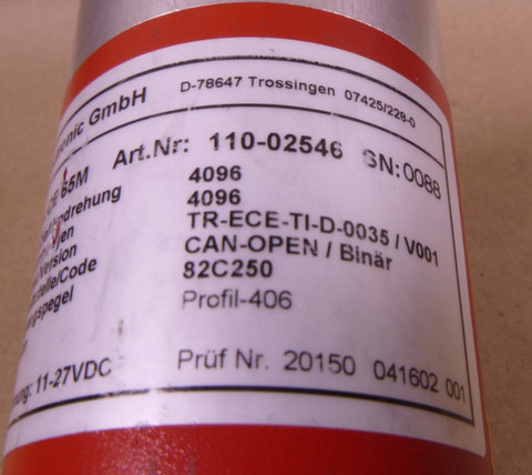 TR Electronic GmbH Rotary Encoder, CE 65M, 110-02546, 4096, 11-27VDC | Industrial Electric Motors, Pumps & Parts