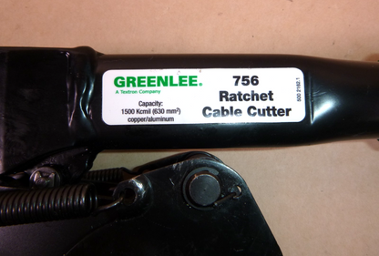 756 Greenlee Ratchet Cable Cutter, Heavy-Duty, 2" Jaw, 1500 KCMIL, 27.5" OAL | Industrial MRO Tools and Replacement Industrial Equipment Components