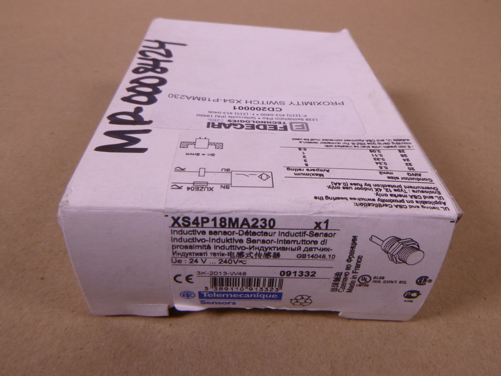 Telemecanique XS4P18MA230 Inductive Proximity Sensor 24V-240V , 091332 | Electrical MRO Replacement Parts & Components and Commercial Electrical Supplies Company