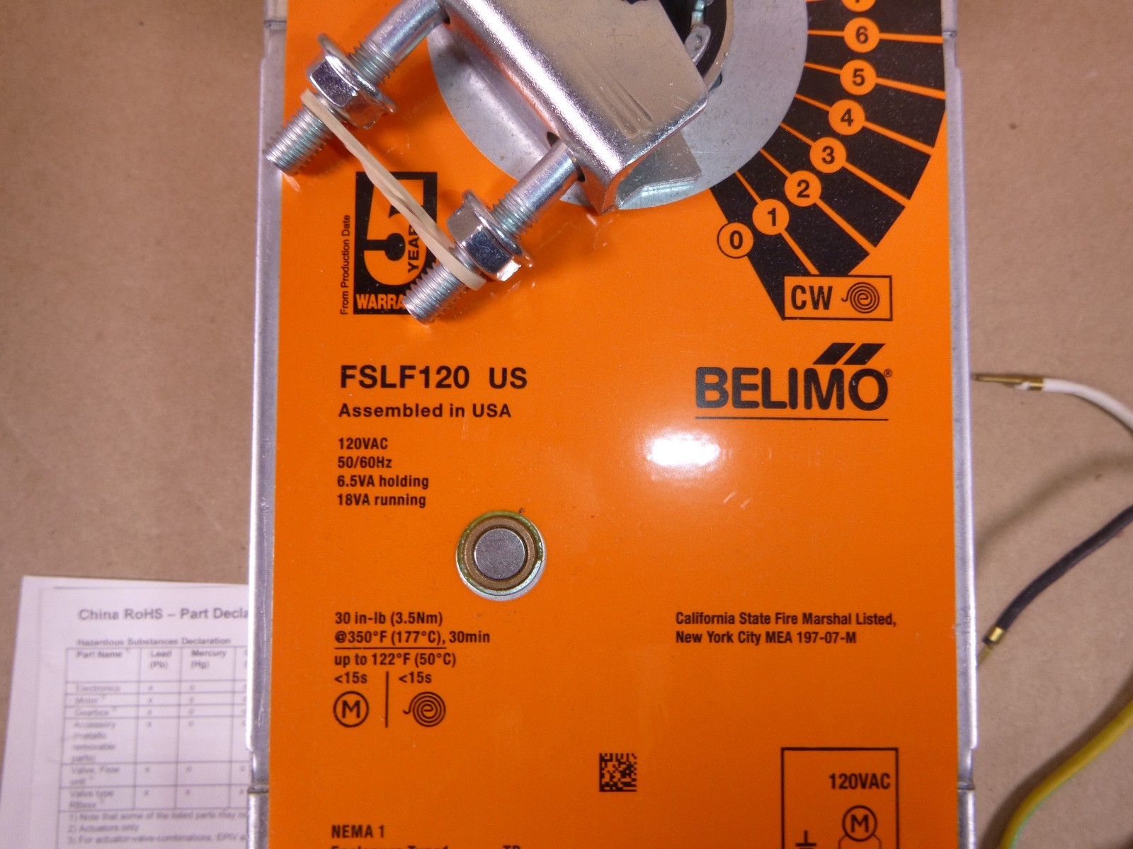 FSLF120 US Belimo Fire &amp; Smoke Actuator, 30 in-lb, Spring return, 120 Vac | Electrical MRO Replacement Parts &amp; Components and Commercial Electrical Supplies Company
