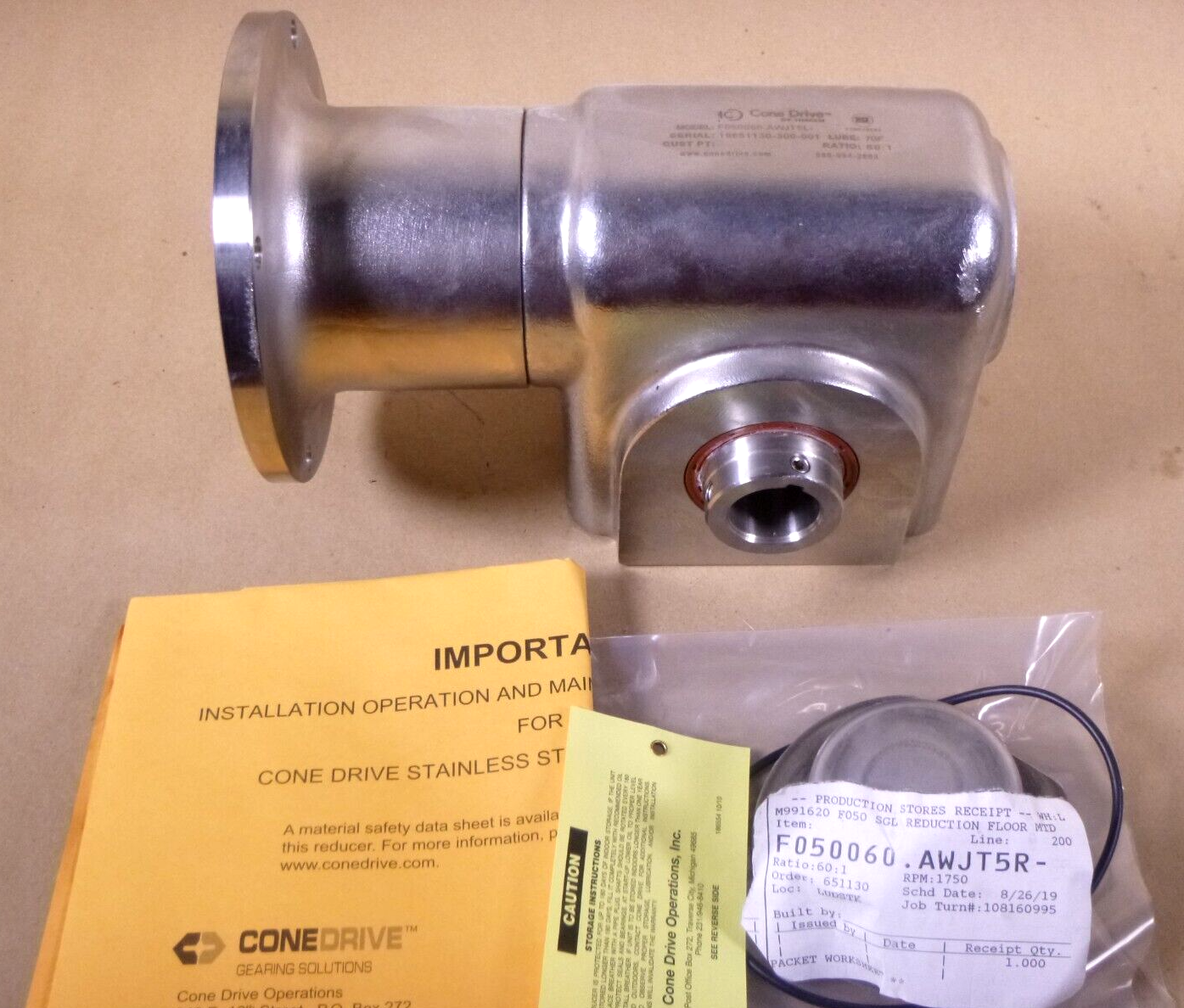 Cone Drive Food Grade Gearbox 1-1/4" Hollow Shaft 56C Size 50 (1.97 C.D.) 60:1 | Industrial Electric Motors, Pumps &amp; Parts