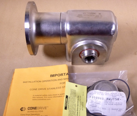 Cone Drive Food Grade Gearbox 1-1/4" Hollow Shaft 56C Size 50 (1.97 C.D.) 60:1