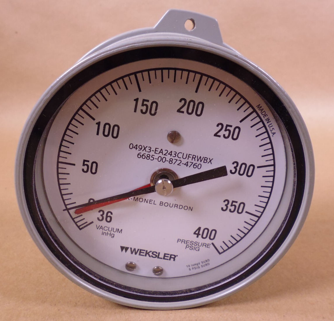 Weksler EA24-3CUF-RWBX Pressure Gauge 400PSI , 6685-00-872-4760 | Industrial MRO Replacement Parts, Manufacturing Machine Parts &amp; Components, Heavy Equipment Parts Supplier