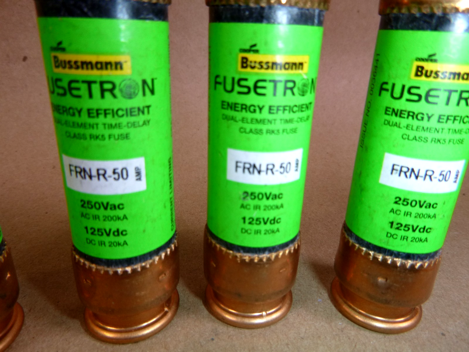 Cooper Bussmann FRN-R-50 Amp Fusetron Energy Efficient RK5 250V Fuse (Lot of 6) | Electrical MRO Replacement Parts &amp; Components and Commercial Electrical Supplies Company