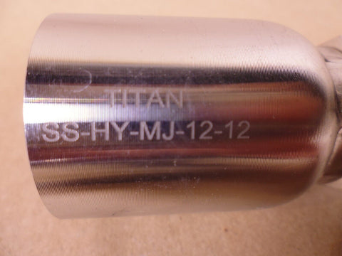 3x Titan SS-HY-MJ-12-12 316 Stainless Steel Hose Fitting 3/4" x 3/4" JIC