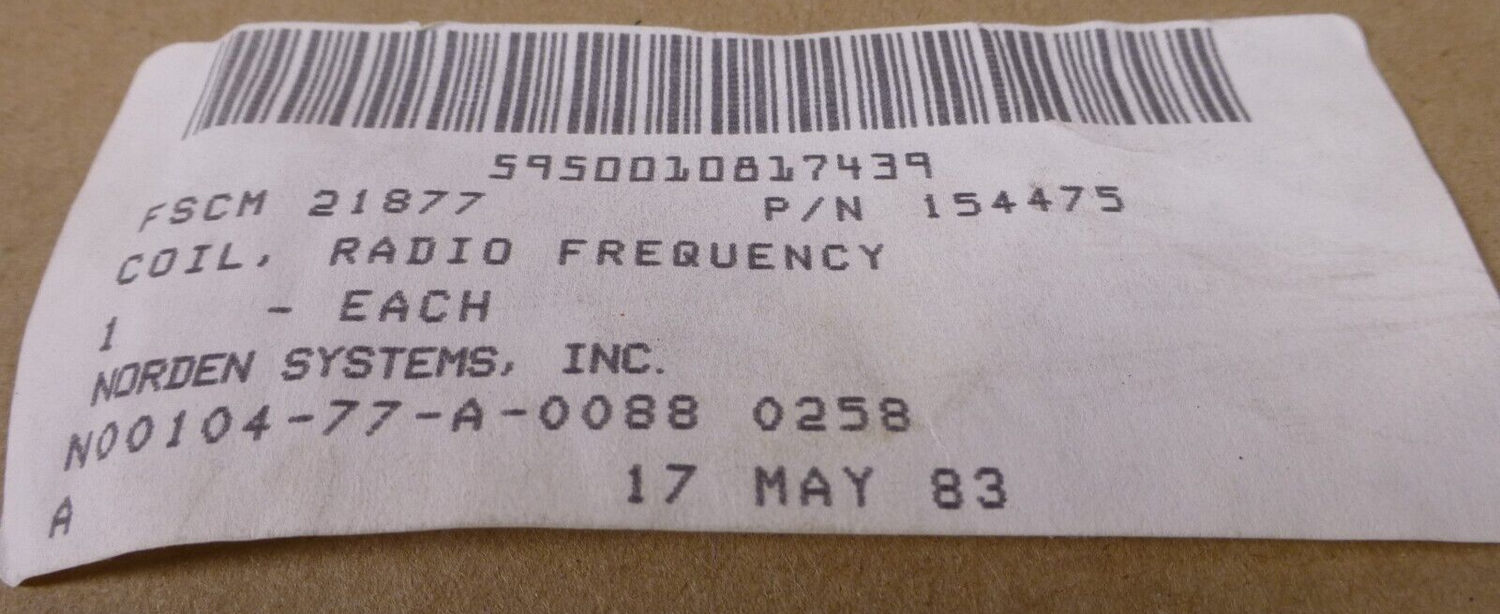 Norden Systmes 154475 Radio Frequency Coil AN/BPS-15/16 , 5950-01-081-7439 | Electrical MRO Replacement Parts &amp; Components and Commercial Electrical Supplies Company