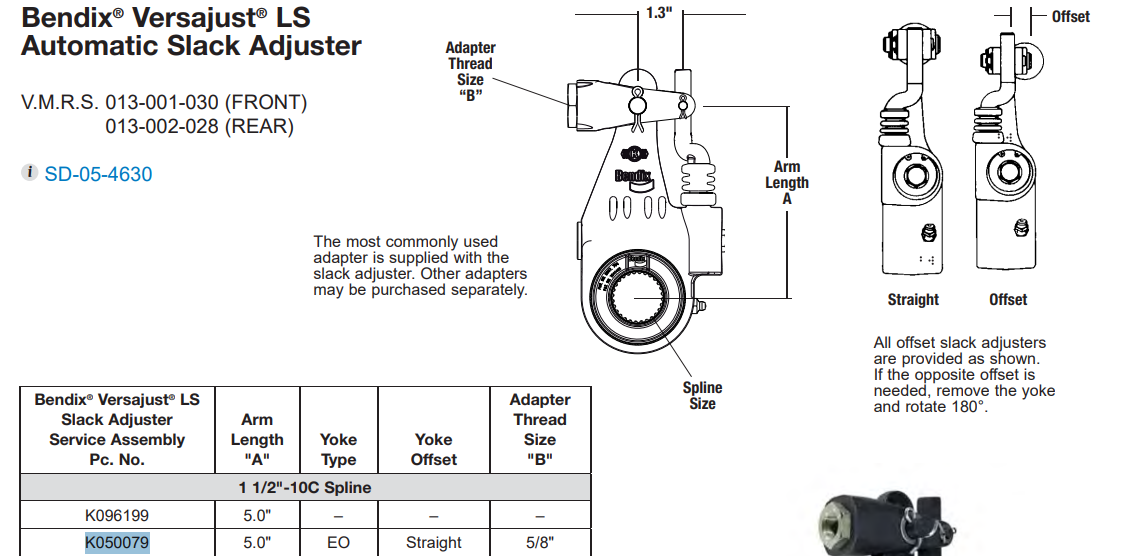 OEM Bendix K050079 Air Brake Automatic Slack Adjuster, 10-Spline , 5" Arm Length | Replacement Truck Parts, Trailer Accessories, Automobile Supplies, Car Parts &amp; Accessories